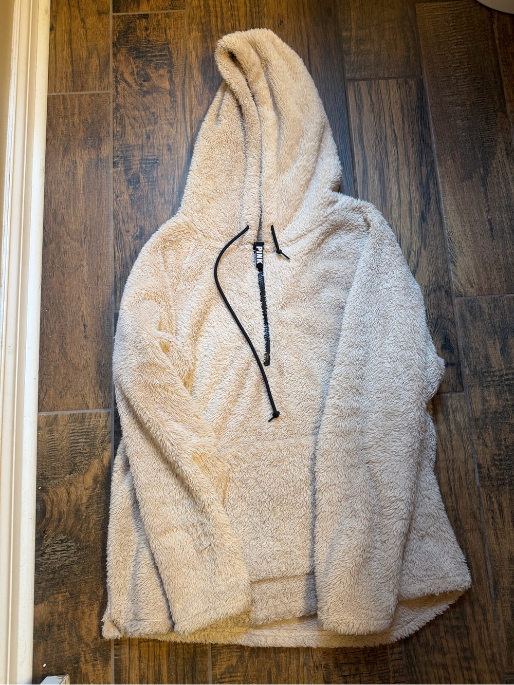 PINK Victoria's Secret Tan/Khaki Sherpa Hoodie